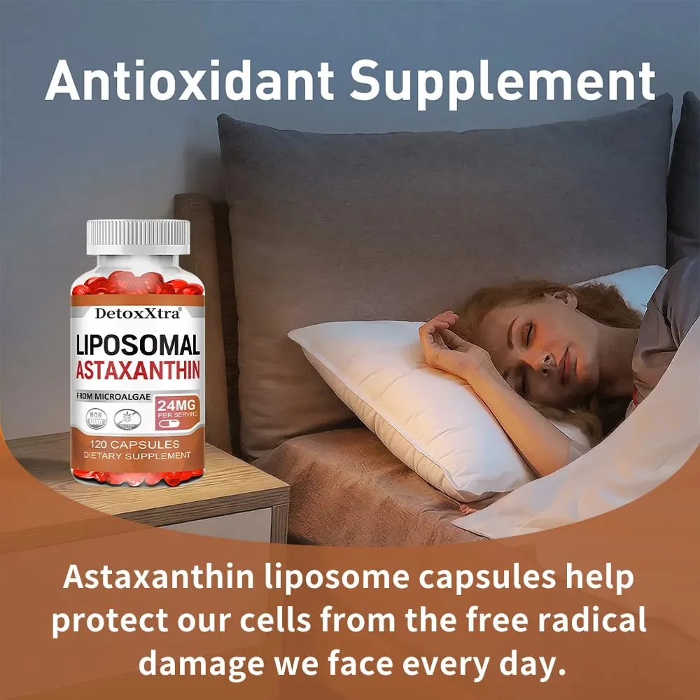 Liposomal Astaxanthin Supplement 24 MG Antioxidant Stronger Than VIT C Support for Cardiovascular Gut Skin + Eye Health — image 5