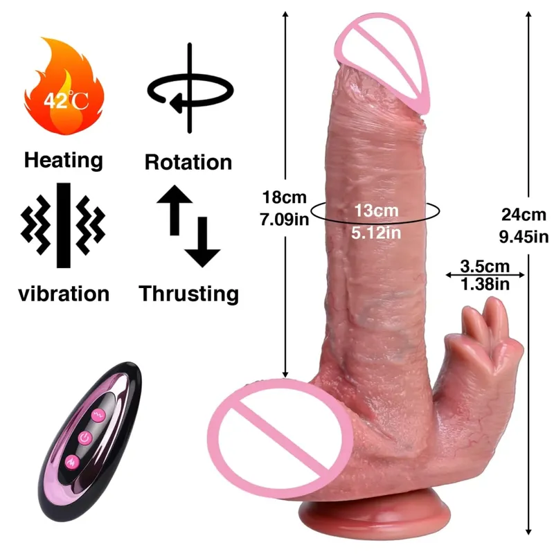 Gode réaliste vibrateur télescopique en Silicone, pénis de Masturbation pour femmes, bite de poussée, chauffage pour adultes, jouets sexuels télécommandés — image 19