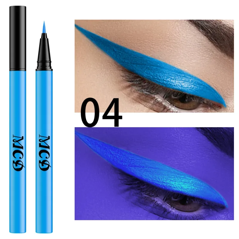 1PC UV Light Neon อายไลเนอร์ปากกาแต่งหน้าสีฟ้าสีเขียวกันน้ำสี Eye Liner ดินสอ Make Up เครื่องสำอางสีเหลืองสีม่วง — image 9
