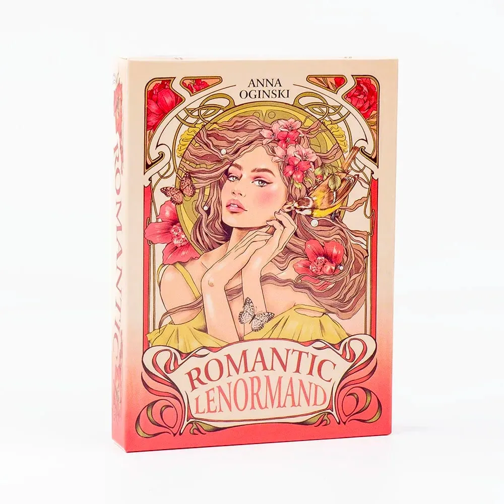 Romantische Lenormand-Orakelkarten, 37-teiliges Deck, 10,2 x 7,2 cm, englische Vision, Jugendstil-Blumenmotive für Party-Brettspiele
