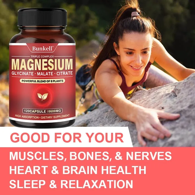 Magnesiumcomplex - Magnesiumglycinaatmalaatcitraat - Bevordert de energie en de gezondheid van de slaapbotten. Glutenvrij en niet-GMO — image 4