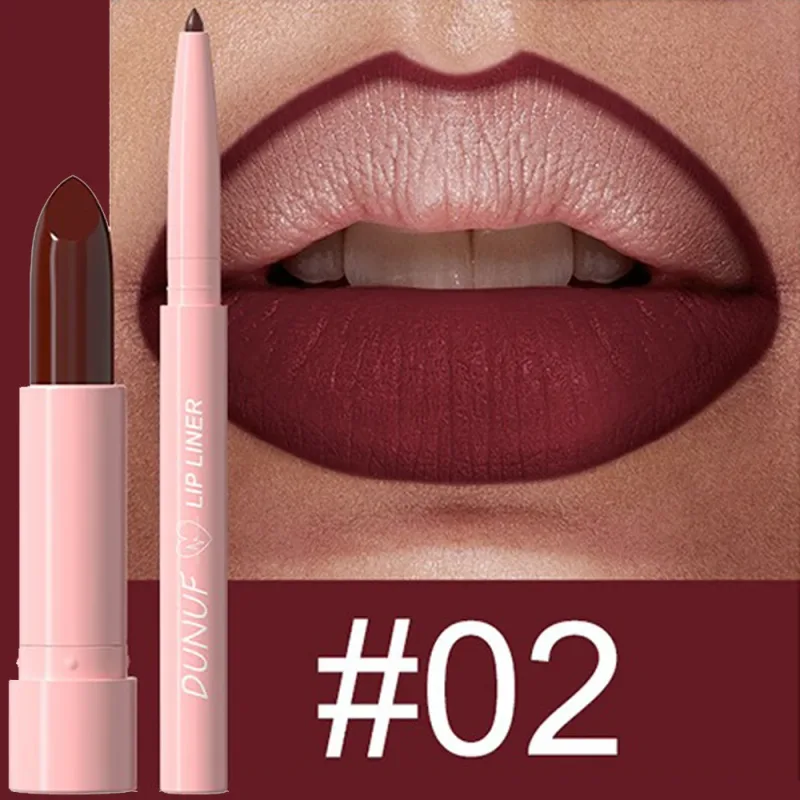 2 ชิ้น/เซ็ตลิปสติก + Lip Liner แต่งหน้าชุด Matte Nude ยาวนานกันน้ำไม่ย้อมสี Tapered Nib Lip Contour ปากกา lip เครื่องสำอาง — image 8