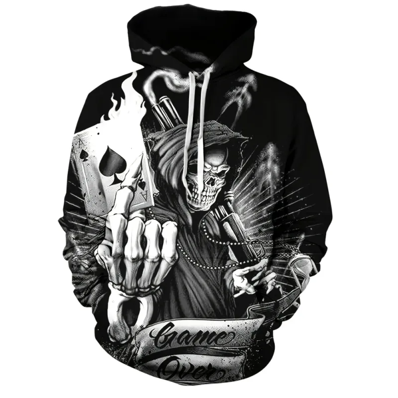 Felpe con teschio e rosa stampate in 3D Abbigliamento sportivo con coulisse Top a maniche lunghe Felpe con cappuccio da uomo Street Graphic Abbigliamento da uomo