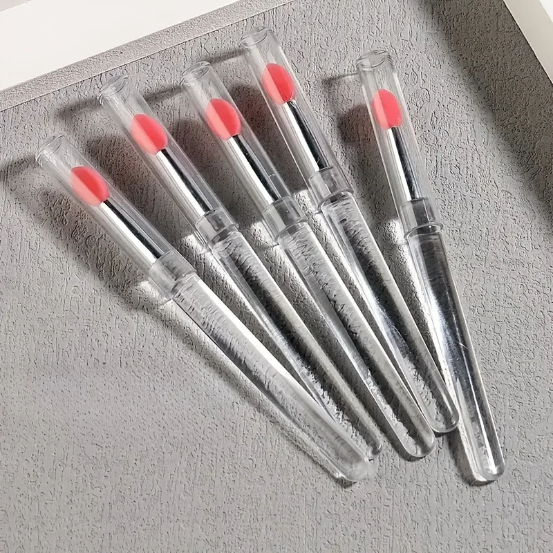 5 reusable na silicone nail brush na may mirror effect - double head makeup at nail polish applicator