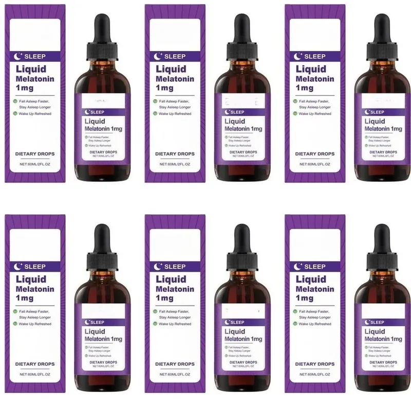 Melatonina liquida 1 Mg Gocce per dormire Estratto di foglie di menta Addormentarsi più velocemente Dormire più a lungo Svegliarsi rinfrescati 60 ML