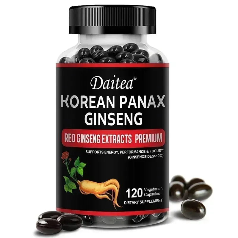 Capsule di Ginseng Rosso Coreano - 1000 Mg Aumenta la resistenza energetica, le prestazioni atletiche e la forza muscolare, supporta la salute immunitaria