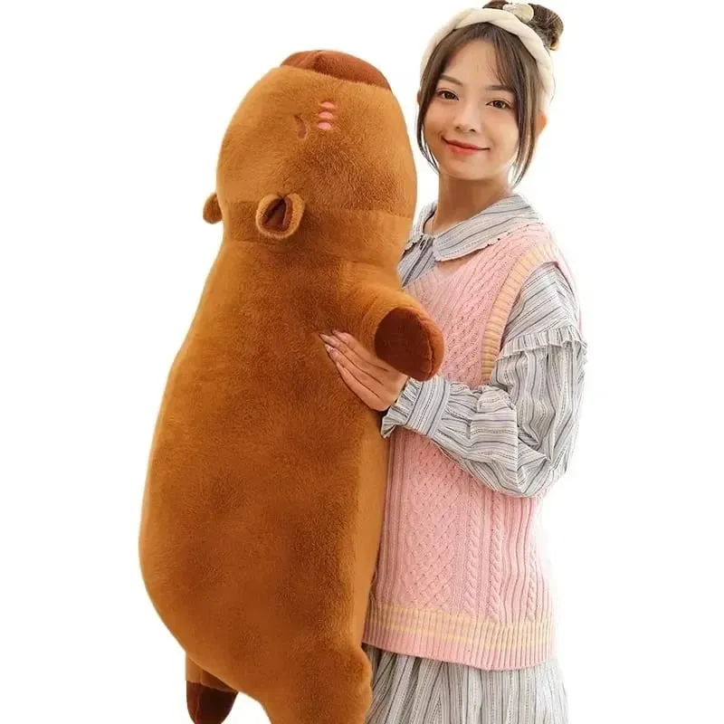 Kawaii Capybara Plush Toy Stuffed Capibara Fluffy Doll Long Sleep Soft Pillow Sofa Cushion Nap Sleeping Toys for School Xmas — image 5