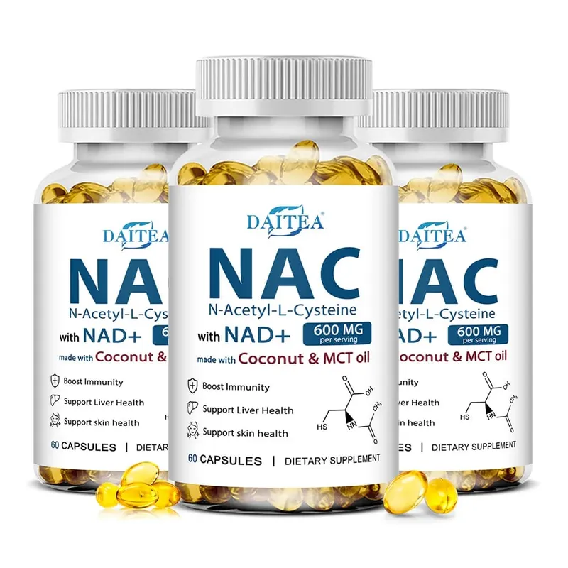 مكمل N-Acetyl Cysteine NAC مع NAD+ دعم مضاد للأكسدة يدعم صحة الكبد وصحة البشرة وخالي من الغلوتين 120 كبسولة — image 10