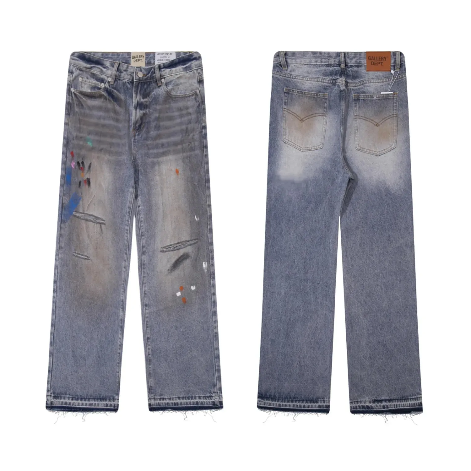 Vaqueros acampanados de mezclilla con patchwork lavados y desgastados — image 19