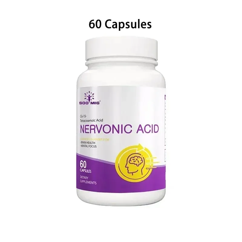 Nervonic Acid - Brain Supplement Brain Health - for Attention Brain Function and Mood Improvement 120 Capsules