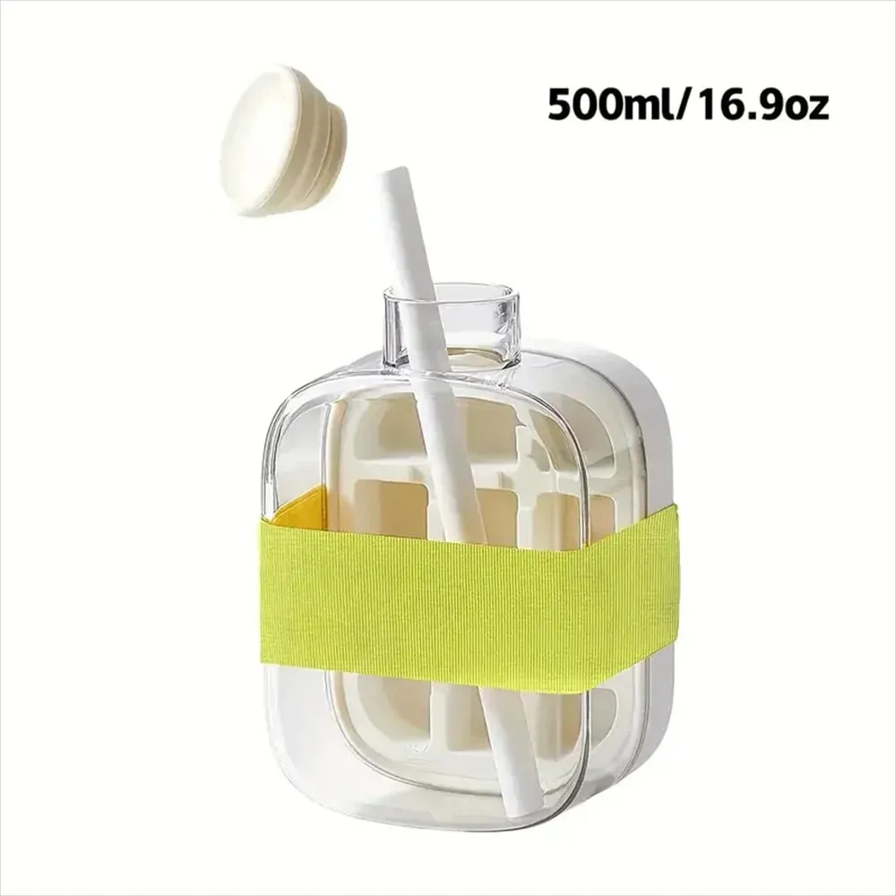 Ice Cube Bottle with Straw 2 In 1 Touch-Free Push-Type Ice Cube Making Bottle Easy Release Water Bottle Ice Mold — image 11