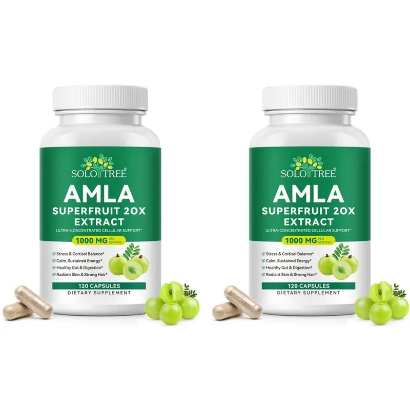 Amla Superfruit 20x 추출물 캡슐(Phyllanthus Emblica 함유) 차분한 에너지 소화기 건강 빛나는 피부/머리카락 120Ct 촉진 — image 8