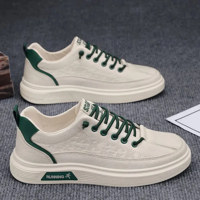 Scarpe basse da uomo alla moda in tinta unita, comode sneakers casual durevoli antiscivolo adatte per le attività all'aperto da uomo — image 2