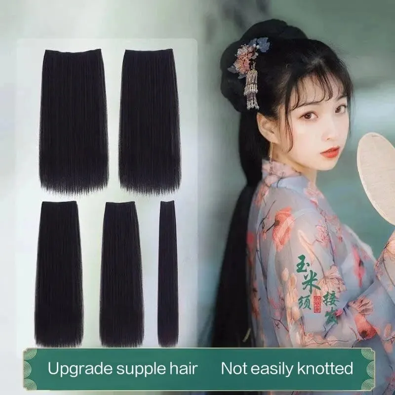 Synthetic black women's vertical hair extensions hair extensions five different lengths of headwear for women's wigs — image 3