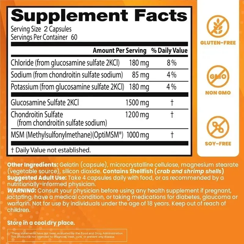 Glucosamine Chondroitin MSM with OptiMSM - Helps Maintain Healthy Joint Function and Mobility Protecting Cartilage Tissue — image 3