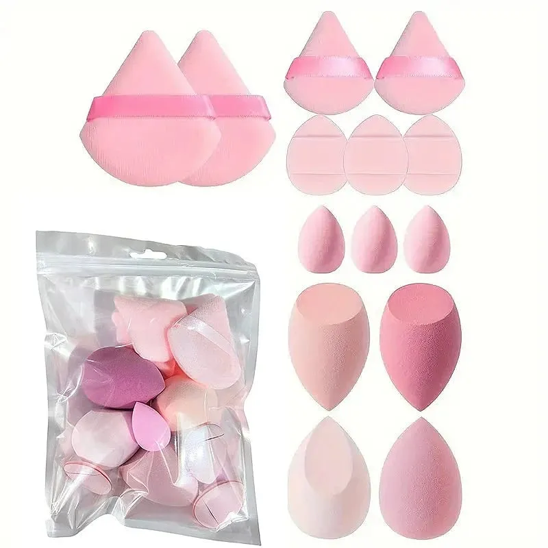 14 pièces éponge de maquillage mélangeur cosmétique beauté oeuf fond de teint éponges bouffées de poudre accessoires de maquillage outils de maquillage pour femmes — image 3