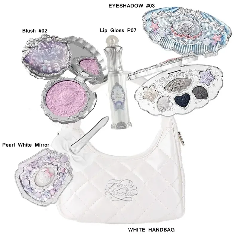 Conjunto de maquiagem Flowerknows Kit de presente Shimmer Full Box Blush Creme labial de veludo de longa duração com bolsa Kit de maquiagem — image 14