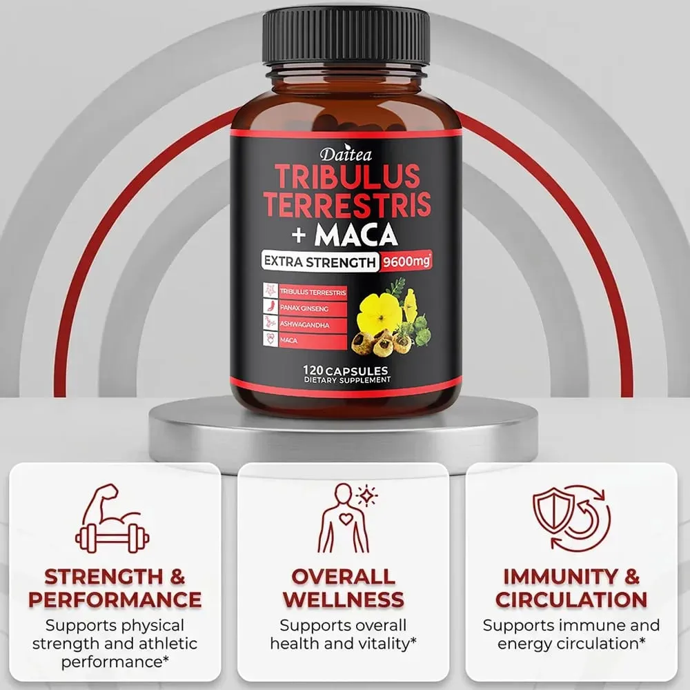 Tribulus Terrestris Capsules 7000 mg avec Maca Ginseng et Ashwagandha Energy Focus musculaire et soutien à l'endurance pour hommes — image 6