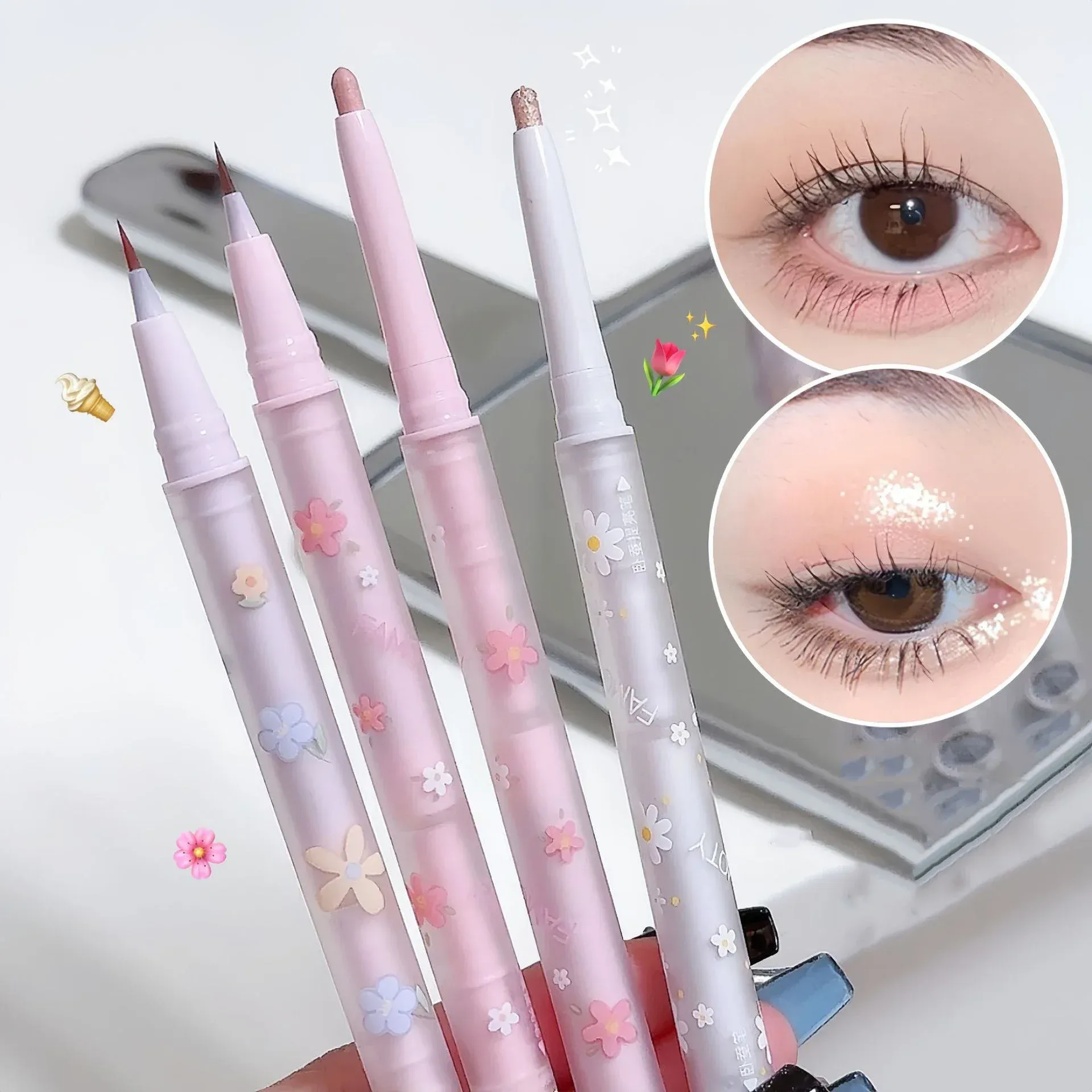 Eyeliner liquido a doppia testa Matita per ombretto Eye Highlighting Eyeshadow Stick Penna gel per trucco naturale per occhi grandi — image 3