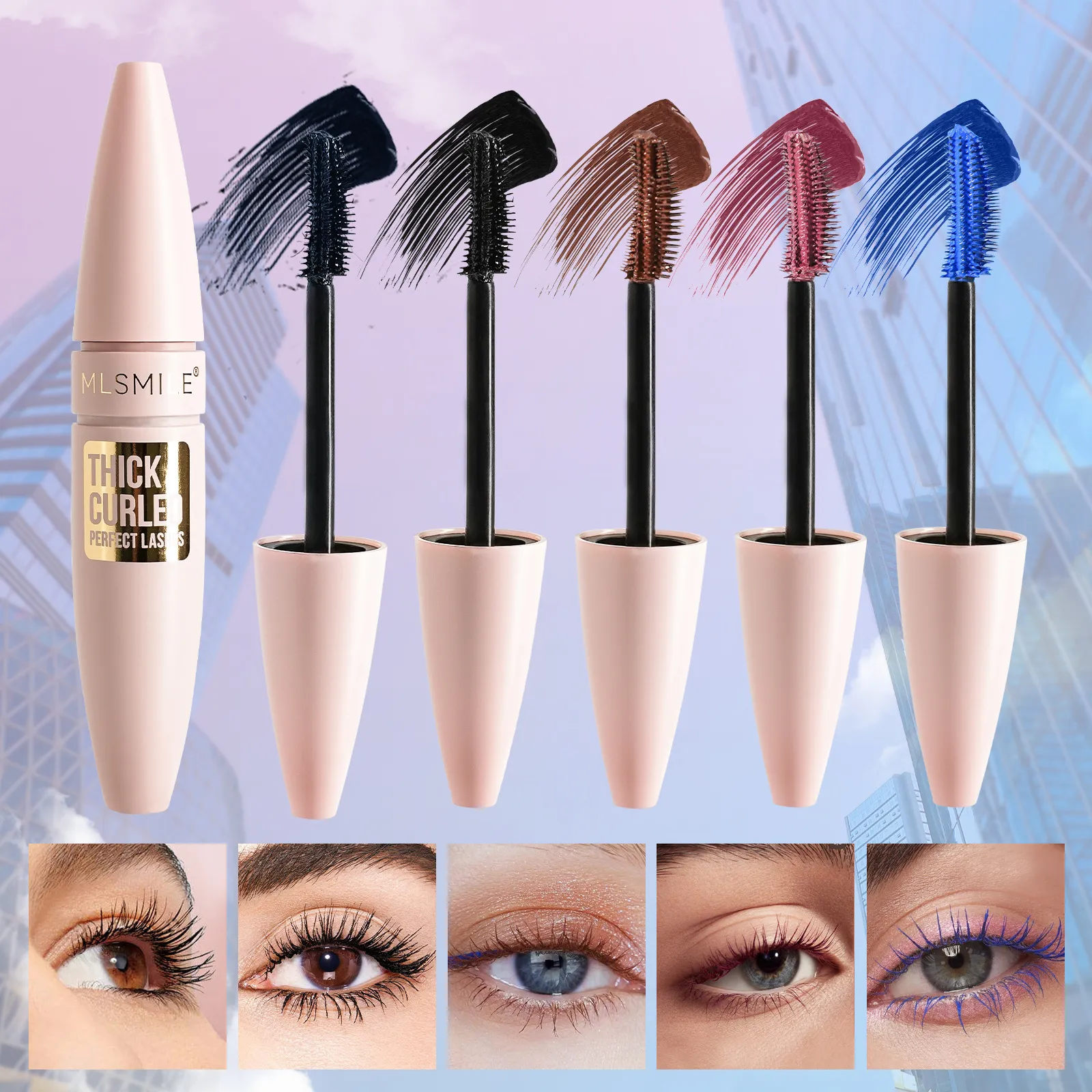 Bunte Wimperntusche, dicke Locken, wasserfest, natürliche Wimpern, verlängert, langanhaltend, schnell trocknend, blau, braun, schwarz, Wimperntusche, Augen-Make-up — image 5