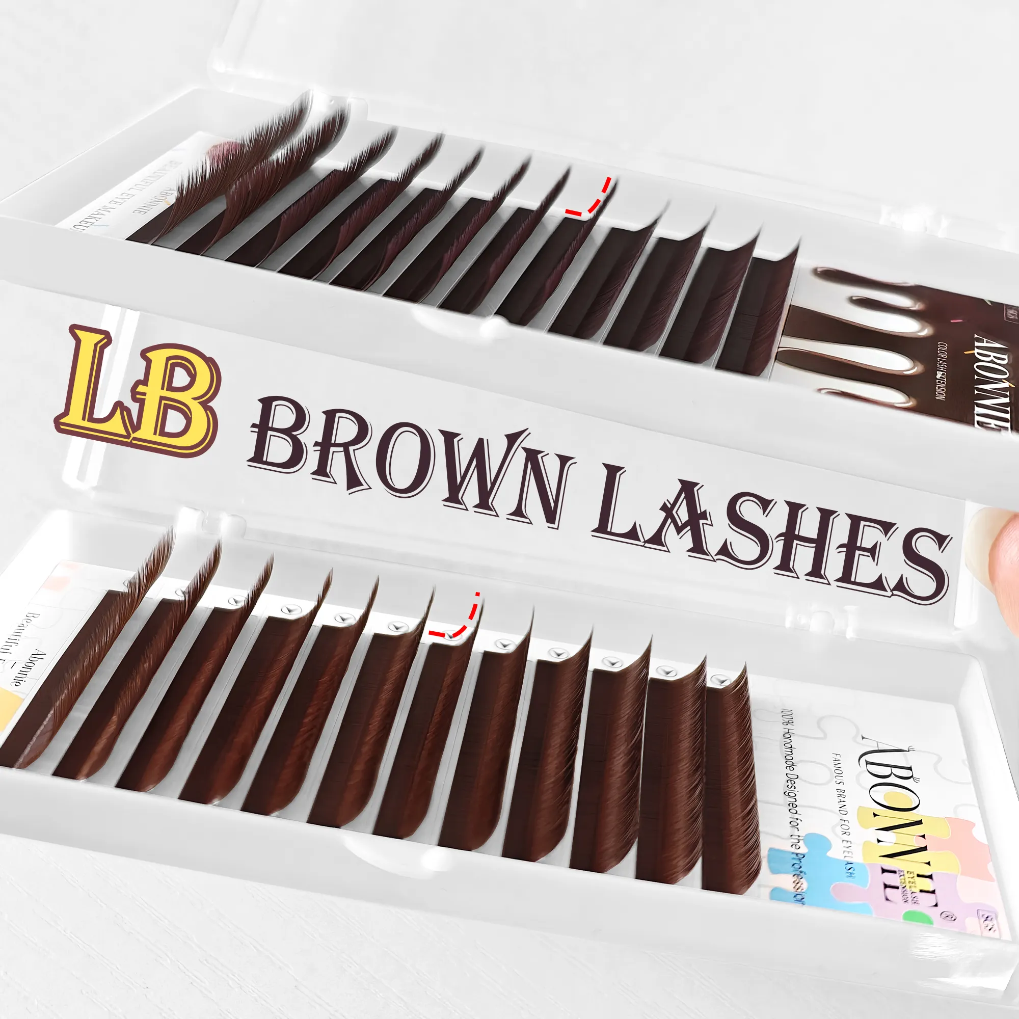 Abonnie LB สีน้ำตาลขนตา M Curl คลาสสิกขนตา Foxy Eye Lash โกโก้ Lashes ขนตาสี Fluffy Lashes — image 4