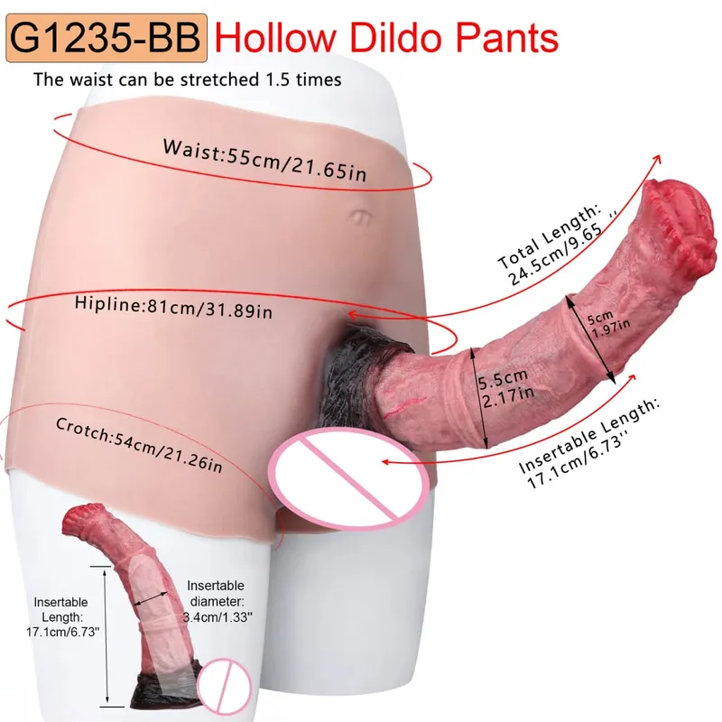 Male Strap-On Long Hollow Dildo Ultra Realistic Penis Extend Sleeve Pants насадка на член Male Cock Cover Sex Toys — image 34