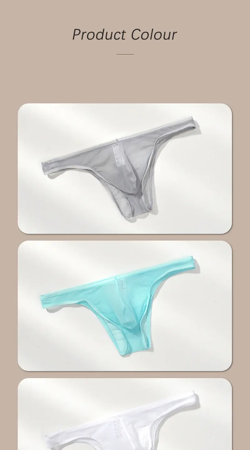 3Pcs/lot Men's Sexy See Through Briefs Mesh Sheer Transparent Seamless Panties Underwear Low-Rise Ultra-Thin Male Underpants — image 7
