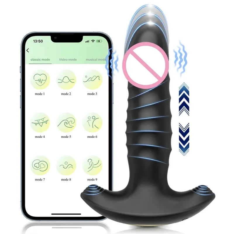 男士前列腺按摩器 APP 肛門振動器伸縮肛門塞前列腺刺激器性玩具男式推力肛塞