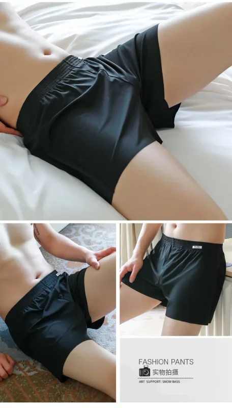 Pantaloncini boxer allentati setosi in raso di grandi dimensioni da uomo Estate sottile biancheria intima di seta di ghiaccio freddo Arrow Pant Seemless pigiami da notte mutandine — image 18