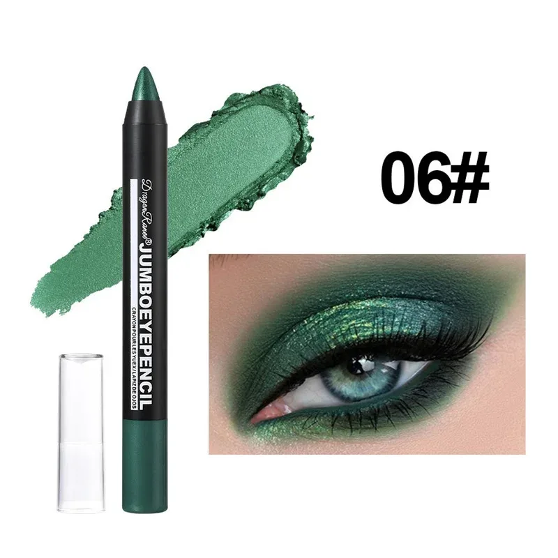 สีเขียวอายแชโดว์ดินสอกันน้ำ Pearlescent METALLIC Glitter Eye Shadow Stick ปากกาเน้นข้อความเครื่องมือแต่งหน้า Eye 12 สี
