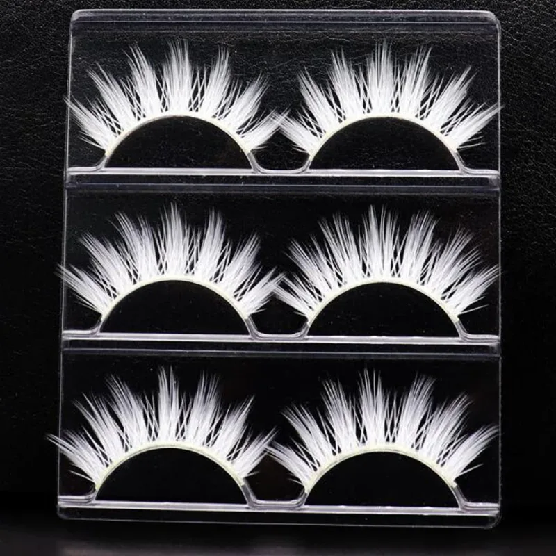 new White Eyelashes Hot 3pair Makeup Natural Long Eyelashes Extension Cross Strip False Eye Lashes Beauty Makeup Tools