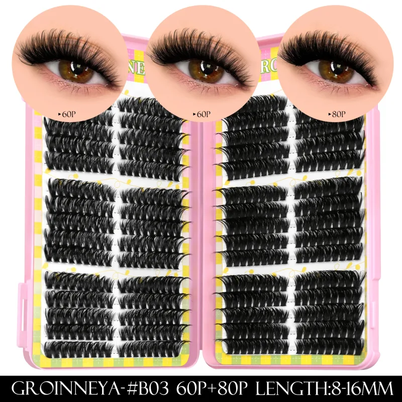 Cluster di ciglia 540 pz 60D + 100D Estensioni delle ciglia 2 stili Misti Lash Book Fluffy Cat Eye Ciglia Ciglia finte Trucco
