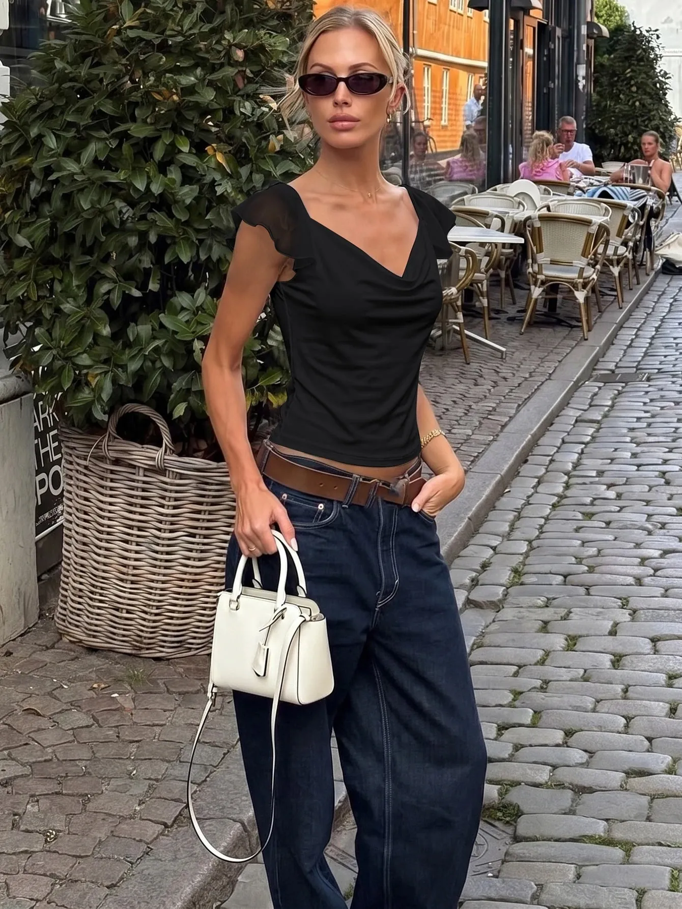Dulzura Svingkrave Rygløs Chiffon Patchwork Tank Top Dame Solid Sexet Afslappet Y2K top Fest Ferie Strand Sommer Outfit — image 6