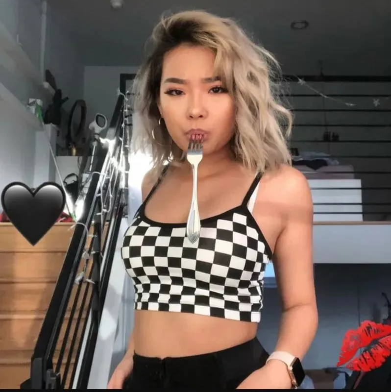 Noir rouge Plaid damier débardeur licou femmes nu ventre culture hauts Camis mode bustier tubulaire femme sans manches recadrée gilet — image 7