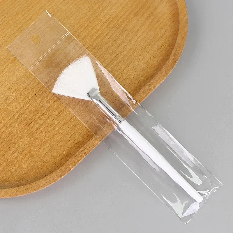 5 pezzi Pennelli a ventaglio Pennelli per il viso Pennelli per trucco morbidi Strumenti per applicatori cosmetici Manico in legno e fibra morbida per maschera peeling — image 7