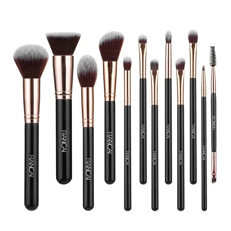 New 12pcs Black Cylinder Makeup Brush Set Black Gold Eyeshadow Brushes Multifunctional Makeup Tools — image 11