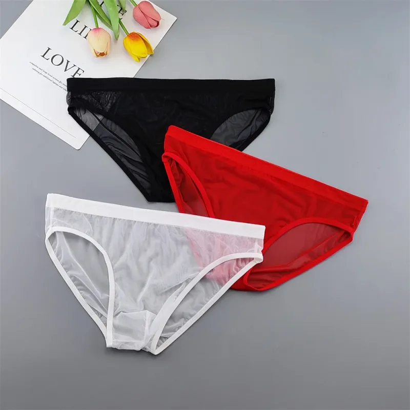 남성용 5pcs 투명 메쉬 속옷 울트라 얇은 관점 미드 라이즈 남성 파우치 슬립 옴므 팬티 플러스 사이즈 — image 18