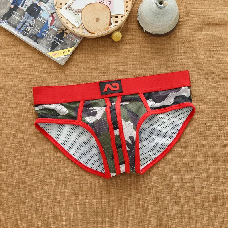 Men's nylon mesh breathable cool camouflage panties addicted youth briefs — image 13