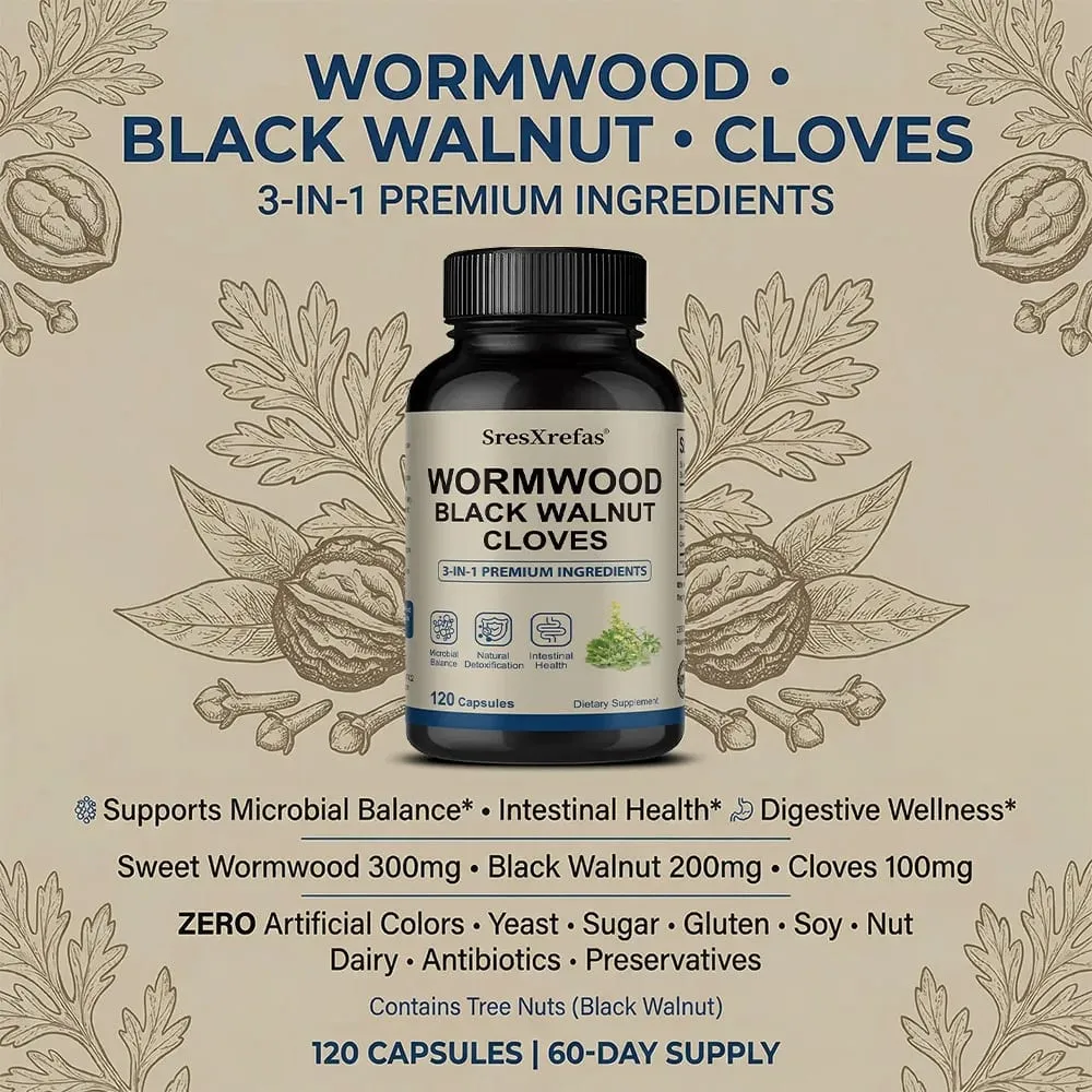 Wormwood Black Walnut and Clove - 3 in 1 Premium Formula for Microbial Balance Natural Detoxification and Intestinal Health — image 6