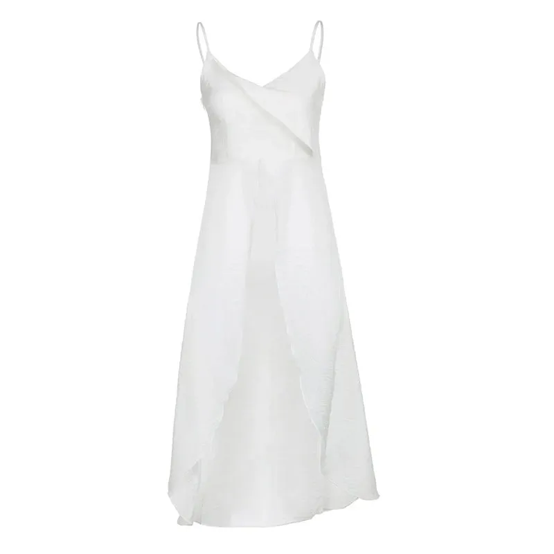 Xingqing y2k Camisole TOP เสื้อผ้าผู้หญิงสีทึบ V คอสปาเก็ตตี้สายคล้องคอ Slit ด้านหน้า T เสื้อถัง 2000s streetwear — image 8