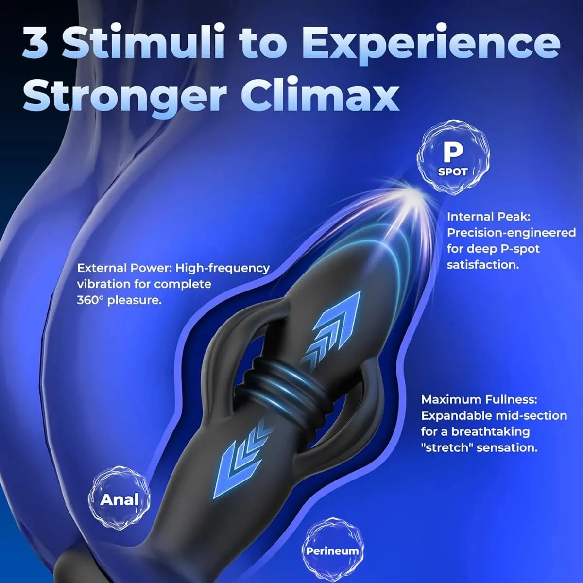 3-in-1 telescopico ed espandibile giocattoli anali butt plug massaggiatore prostatico plug anale vibratore giocattoli del sesso maschile IPX7 spinta impermeabile — image 3