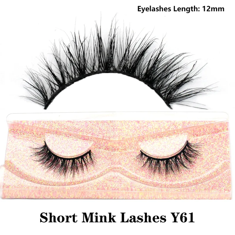 Mink จริงปุยสั้น Eye Lashes Extension Wispy นุ่มธรรมชาติขนตาปลอมสั้นสวมใส่ทุกวัน Full Strip Lashes แต่งหน้า — image 17