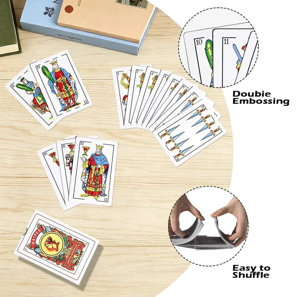 50PCS Spanish Playing Cards with Plastic Case Traditional Card Game Deck Classic Playing Cards for Brisca Tute Escoba