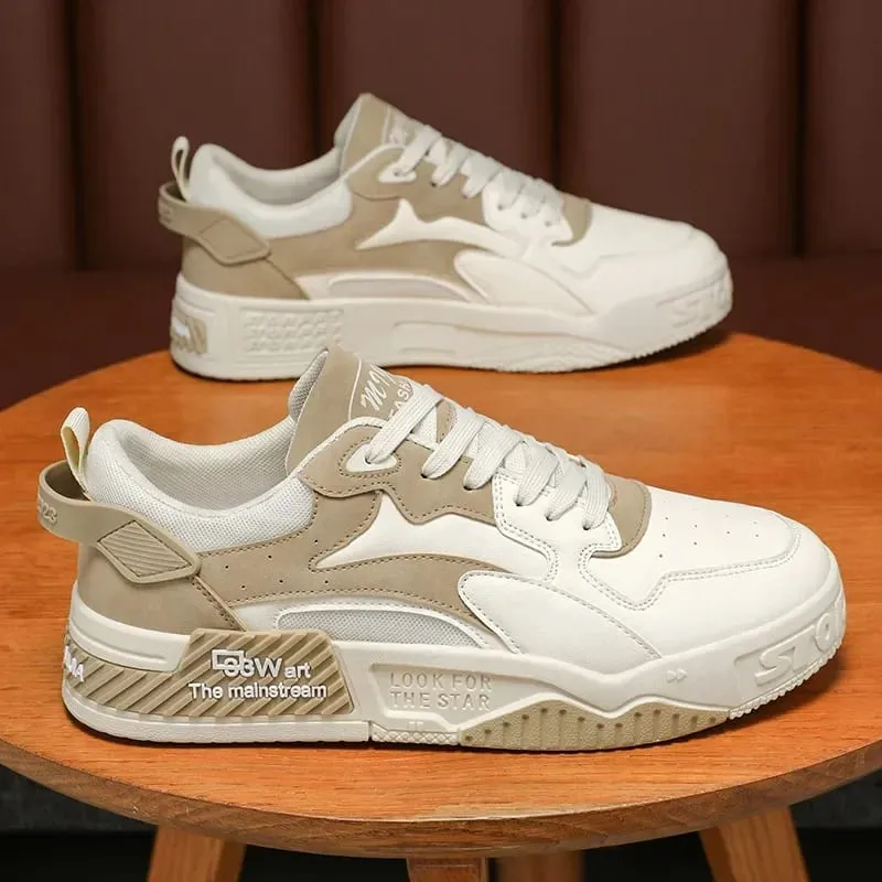 Men's Sneakers Men's Comfortable Platform Shoes 2026 Trend Lace-up Vulcanized Shoes White Casual Sneakers Zapatillas
