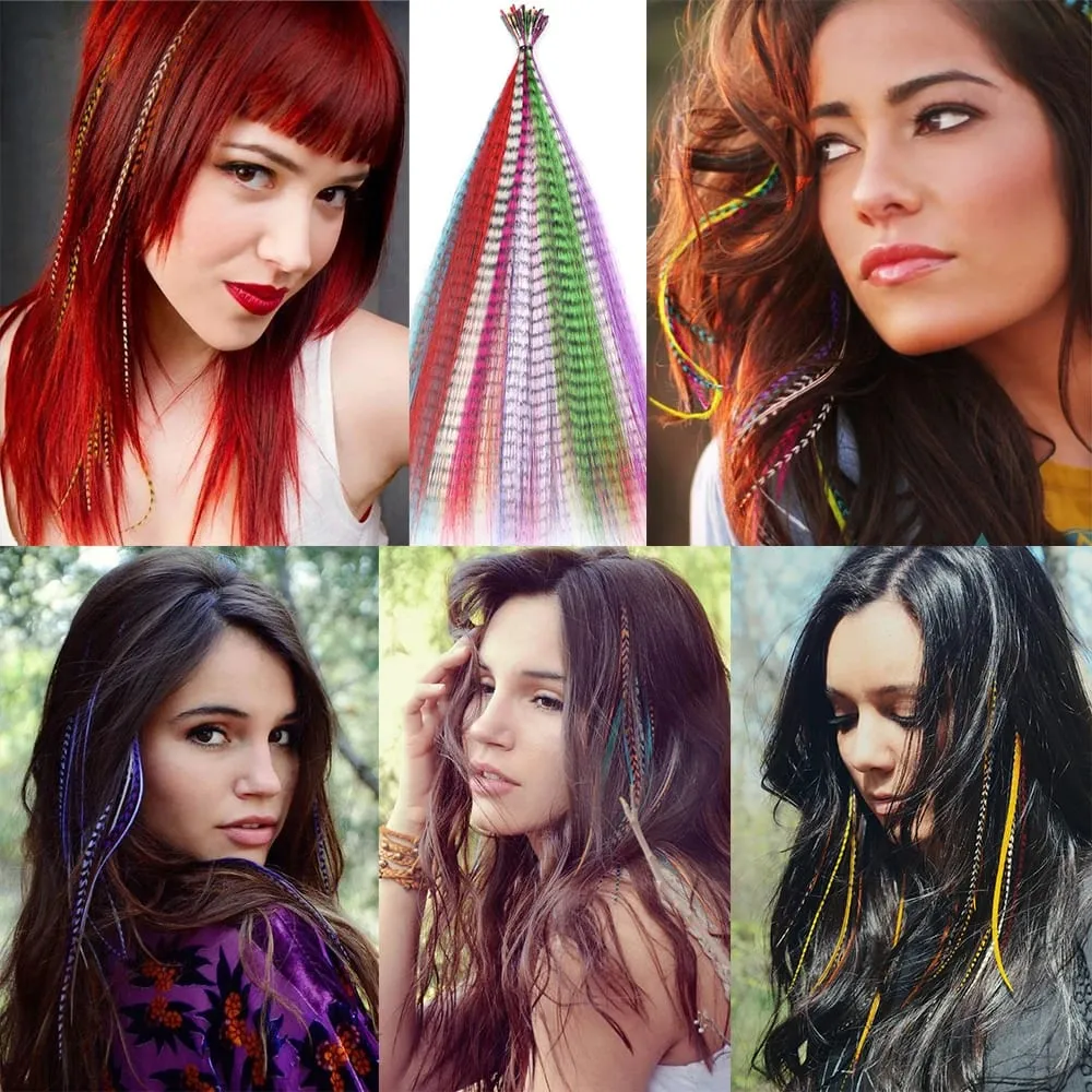 Estensioni dei capelli con piume sintetiche colorate 16 pollici 10 pezzi/pacco blu viola per le donne Parrucchino di piume Zebra Line — image 6