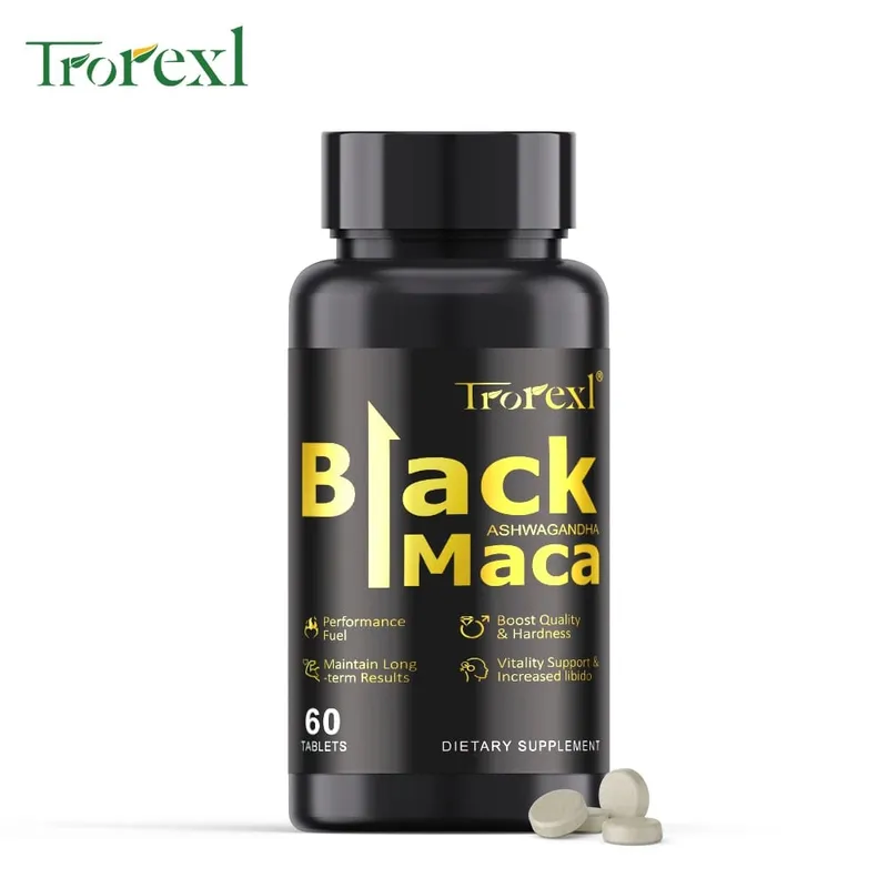 Natural Black Maca Tablets with Ashwagandha Male Power Energy Supplement Man Enlargent Pills ENHANCES VIGOUR & STAMINA