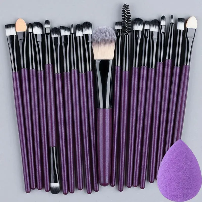 Sada 20ks štětců na make-up pro kosmetiku Foundation Blush Powder Eyeshadow Kabuki Blending Brush with Powder Puff Beauty Tools — image 8