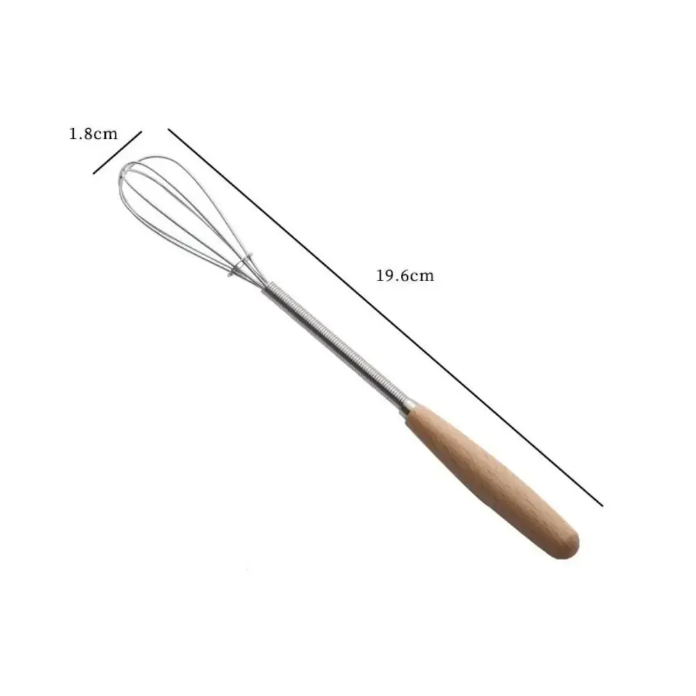 Batidor de huevos multifunción de acero inoxidable, mango de madera, útil Mini batidor de huevos, batidor de huevos Manual portátil para hornear