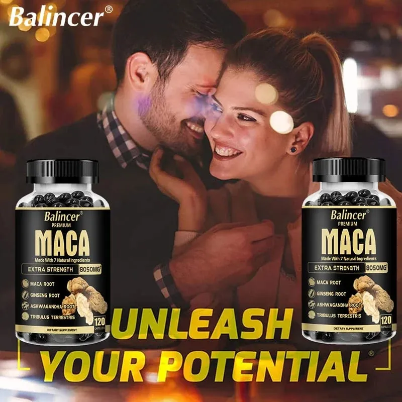 20X Natural Concentrated Extracts Black + Red + Yellow Maca Root Korean Ginseng Ashwagandha Maca Root Capsules 8050 Mg — image 2