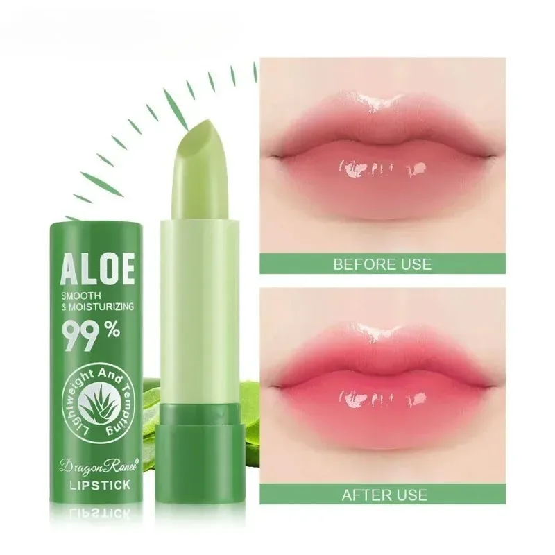 Aloe Vera Moisturizing ลิปสติกธรรมชาติยาวนานอุณหภูมิสีเปลี่ยน Lip Balm Fade-Resistant Nourishing LIPS Care แต่งหน้า — image 8